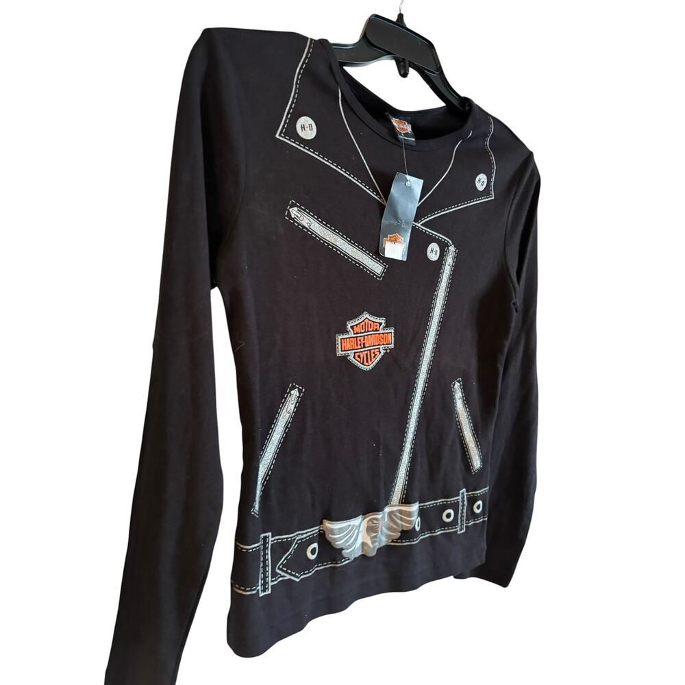 NWT Vintage Harley Davidson El Paso Tx Leather Jacket Style Long Sleeve Top L - Picture 3 of 5